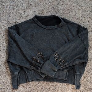 Women's Black Sweater with Eyelet Details Shein